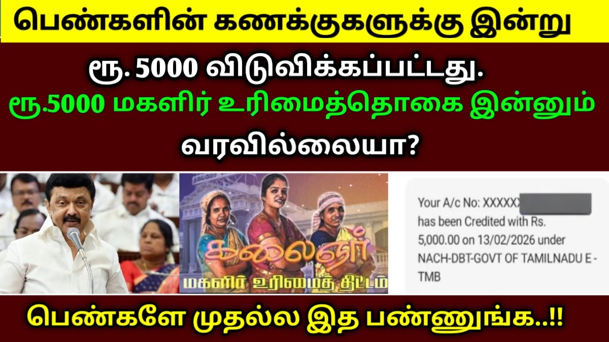 ₹5000 மகளிர் உரிமைத் தொகை இன்னும் வரவில்லையா?